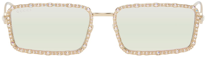 Сонцезахисні окуляри Gucci Gold Rectangular Sunglasses Металік | GG1568S