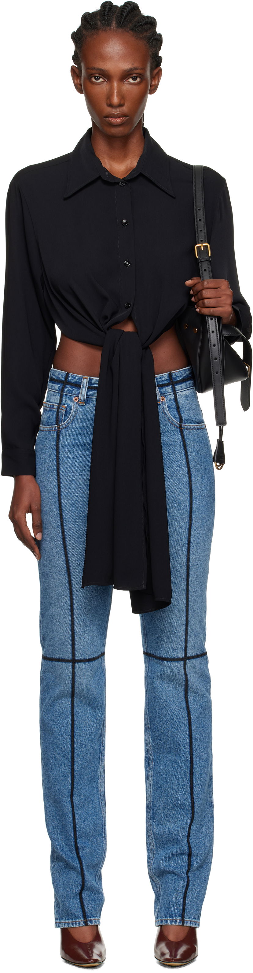 Сорочка Maison Margiela MM6 Maison Margiela Dual-Wear Tie Front Shirt чорний | S52DT0049 S43455
