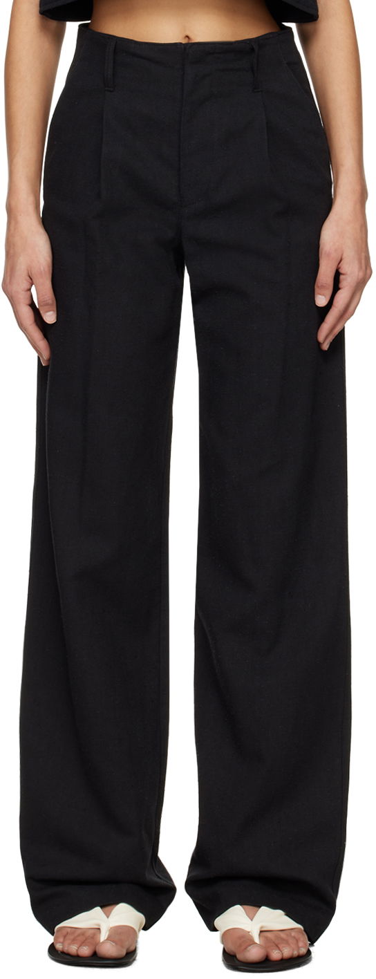 Штани Loulou de Saison Loulou de Saison Jiva Wide-Leg Trousers чорний | JIVA