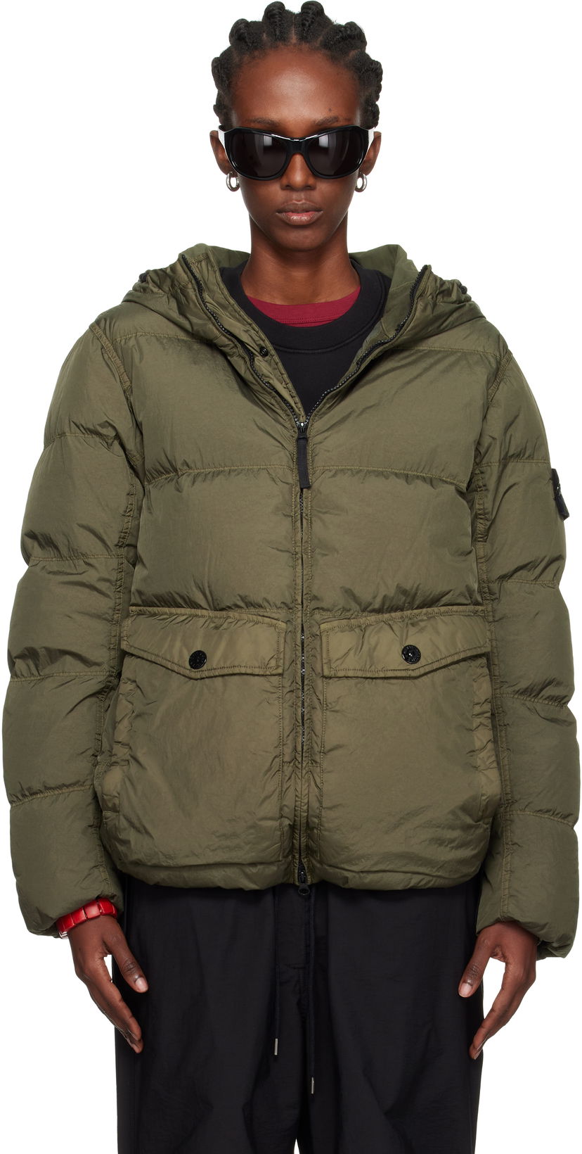 Пуховик Stone Island Stone Island Crinkle Reps Recycled Nylon Down Jacket Зелений | K2S15 4100011 S0A23