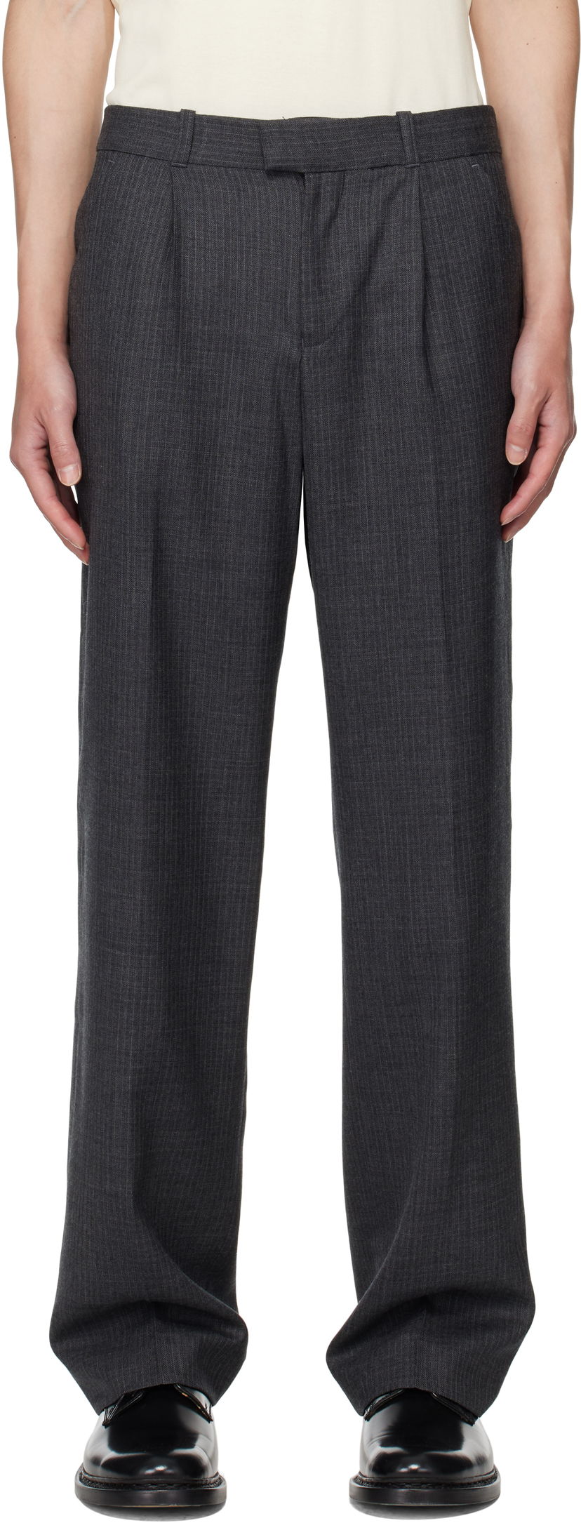 Штани OUR LEGACY OUR LEGACY Pinstripe Slacks Сірий | M4254SS