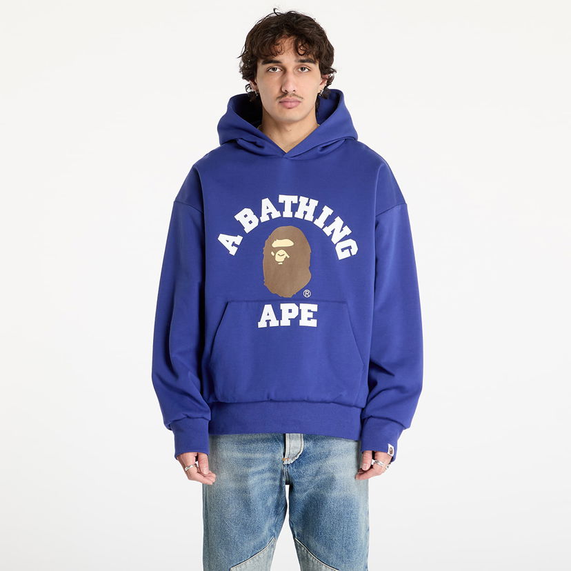 Світшоти BAPE College Puffy Relaxed Fit Pullover Hoodie Синій | 001PPK801012M BLU