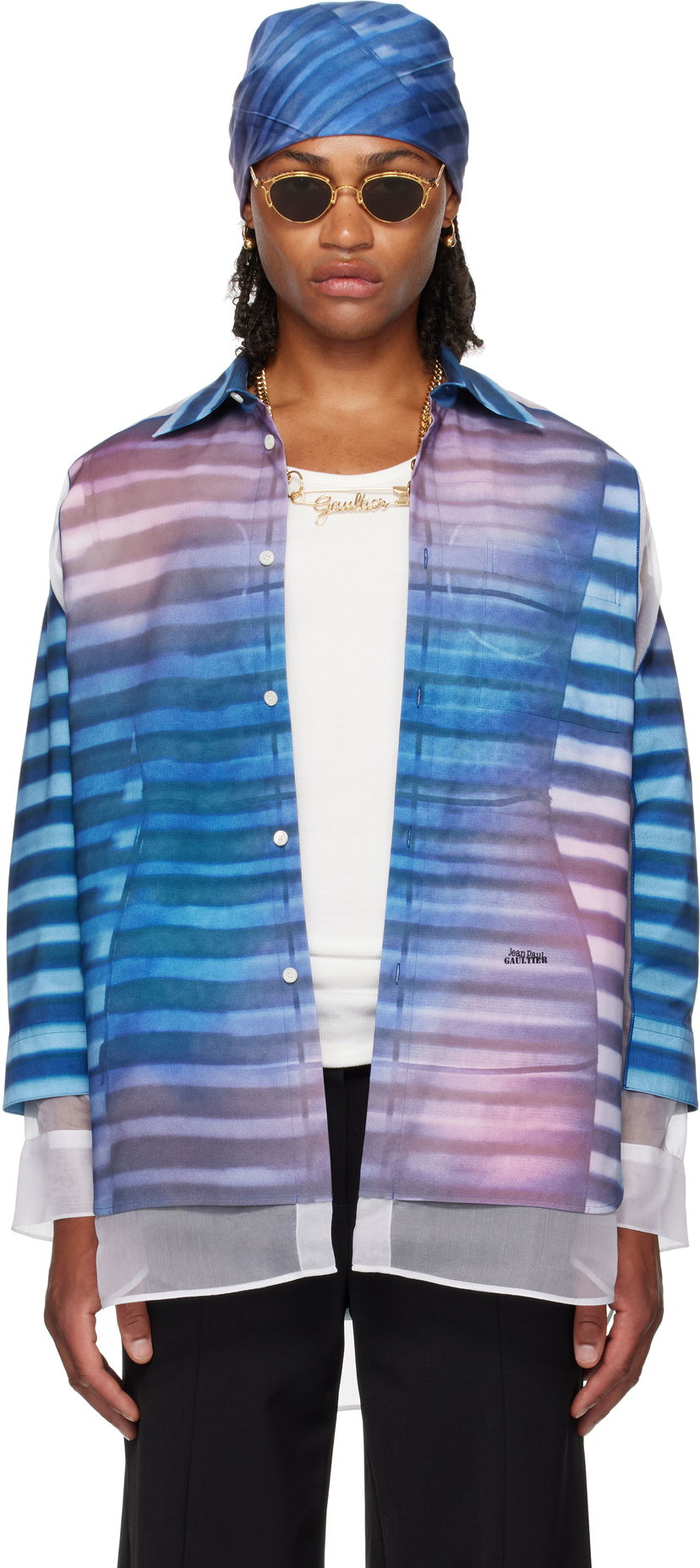 Сорочка Jean Paul Gaultier Jean Paul Gaultier 'The Petit-Grand Air' Print Shirt Синій | 25/03-U-ST032-W018P-565034