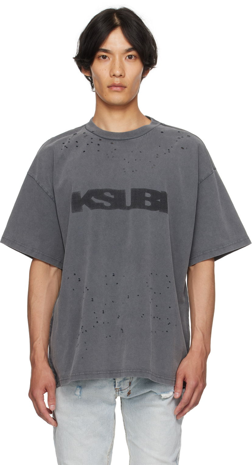Футболка Ksubi Ksubi Ekcess Blasted T-Shirt Сірий | MPF25TE025