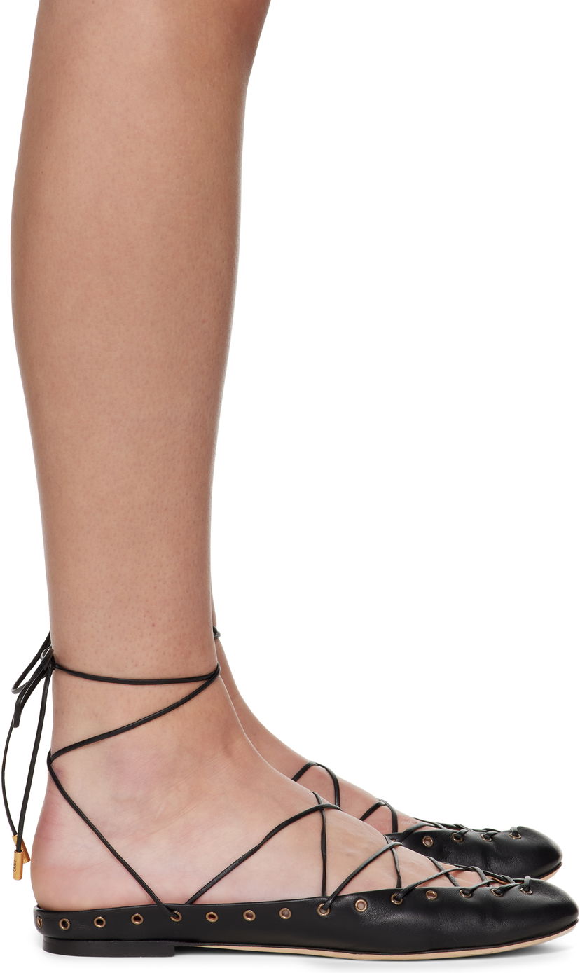 Кросівки та взуття CHLOÉ Chloé 'Chloé' Ghillies Ballerina Flats чорний | CHC25U10BRI