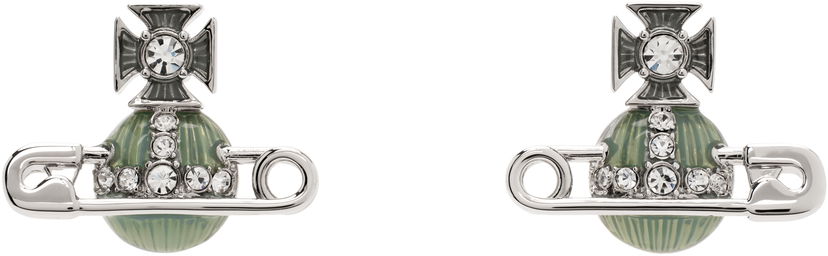 Сережки Vivienne Westwood Vivienne Westwood Kitty Orb and Safety Pin Earrings Зелений | 6201033P-02P574-