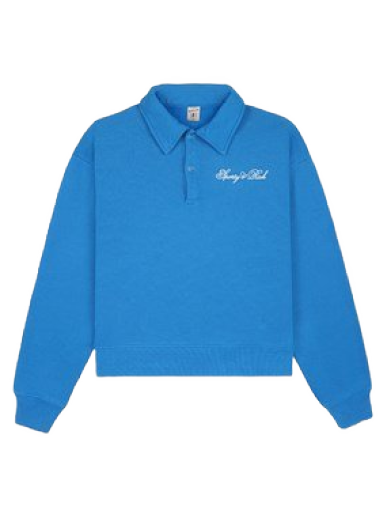 Cветр Sporty & Rich Cursive Logo Embroidered Polo Crewneck Синій | PO851RB