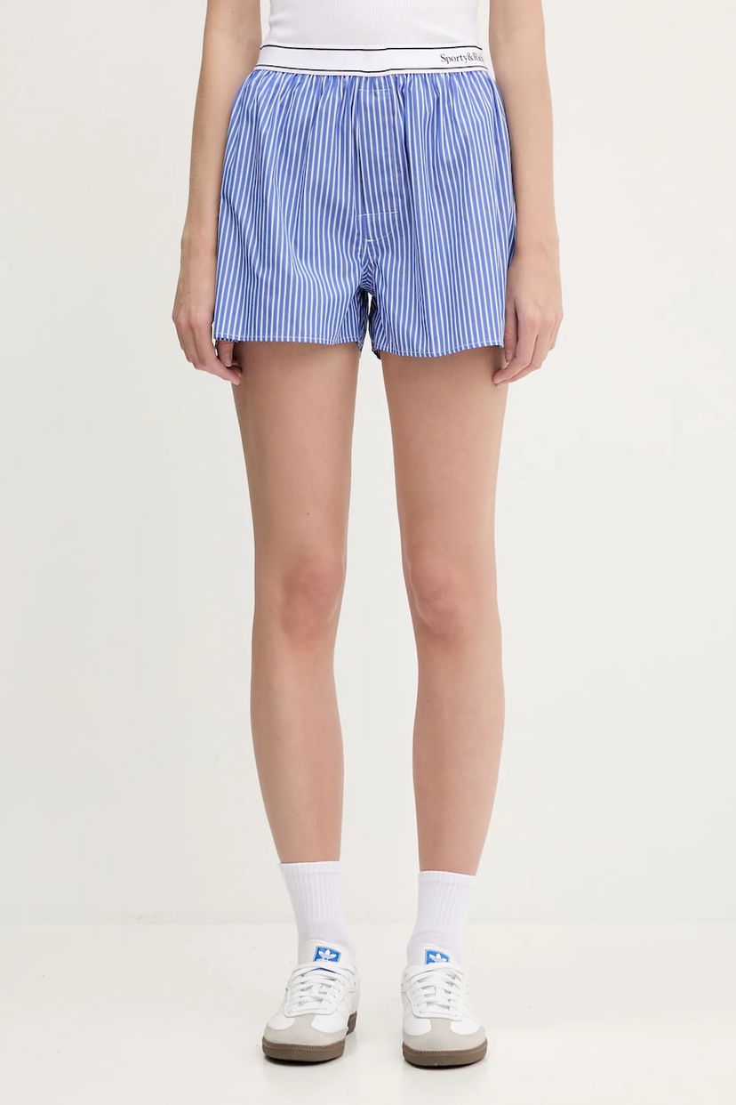 Шорти Sporty & Rich Sporty & Rich Serif Logo High Waist Shorts Синій | SH015612300ST02