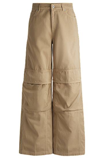Штани карго BOSS Cotton Twill Wide-Leg Cargo Trousers бежевий | 50530833