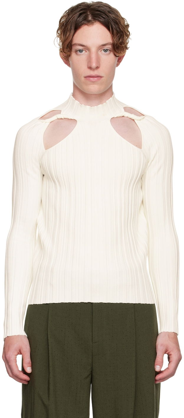 Cветр Dion Lee Dion Lee Collarbone Cutout Ribbed Sweater білий | C7005F21