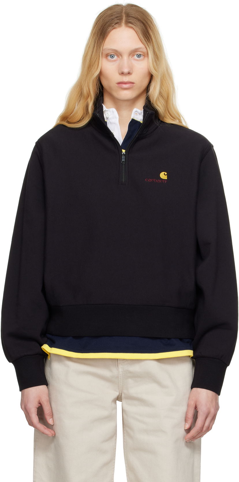 Cветр Carhartt WIP American Script High Neck Sweatshirt чорний | I033827 89XX