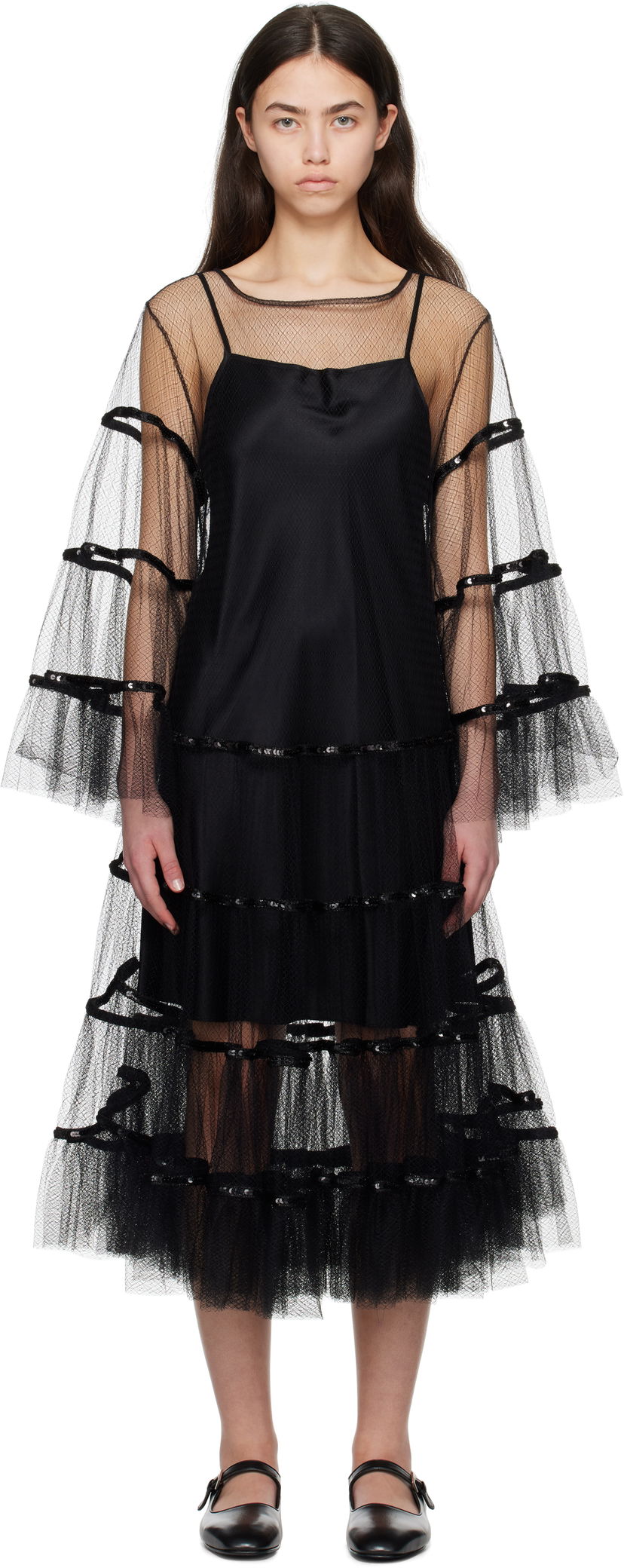 плаття Bode Bode Swan Midi Dress чорний | WRS25DR030