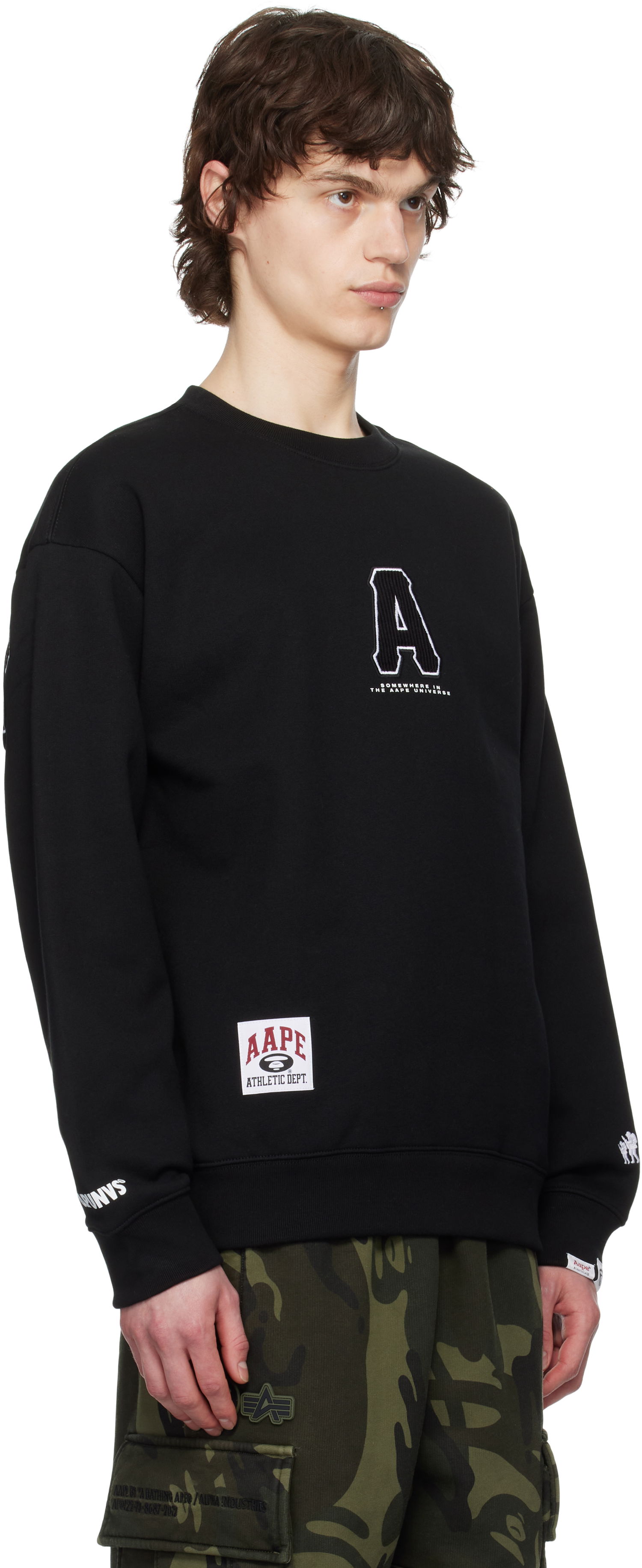 Світшоти AAPE by A Bathing Ape AAPE by A Bathing Ape Injection Crewneck Sweatshirt чорний | AAPSWMC336XXNBKX, 1
