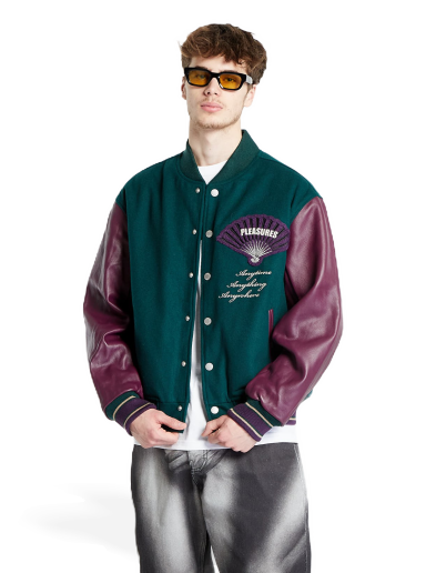 Куртка Pleasures Fan Varsity Jacket Зелений | P23W037 GREEN