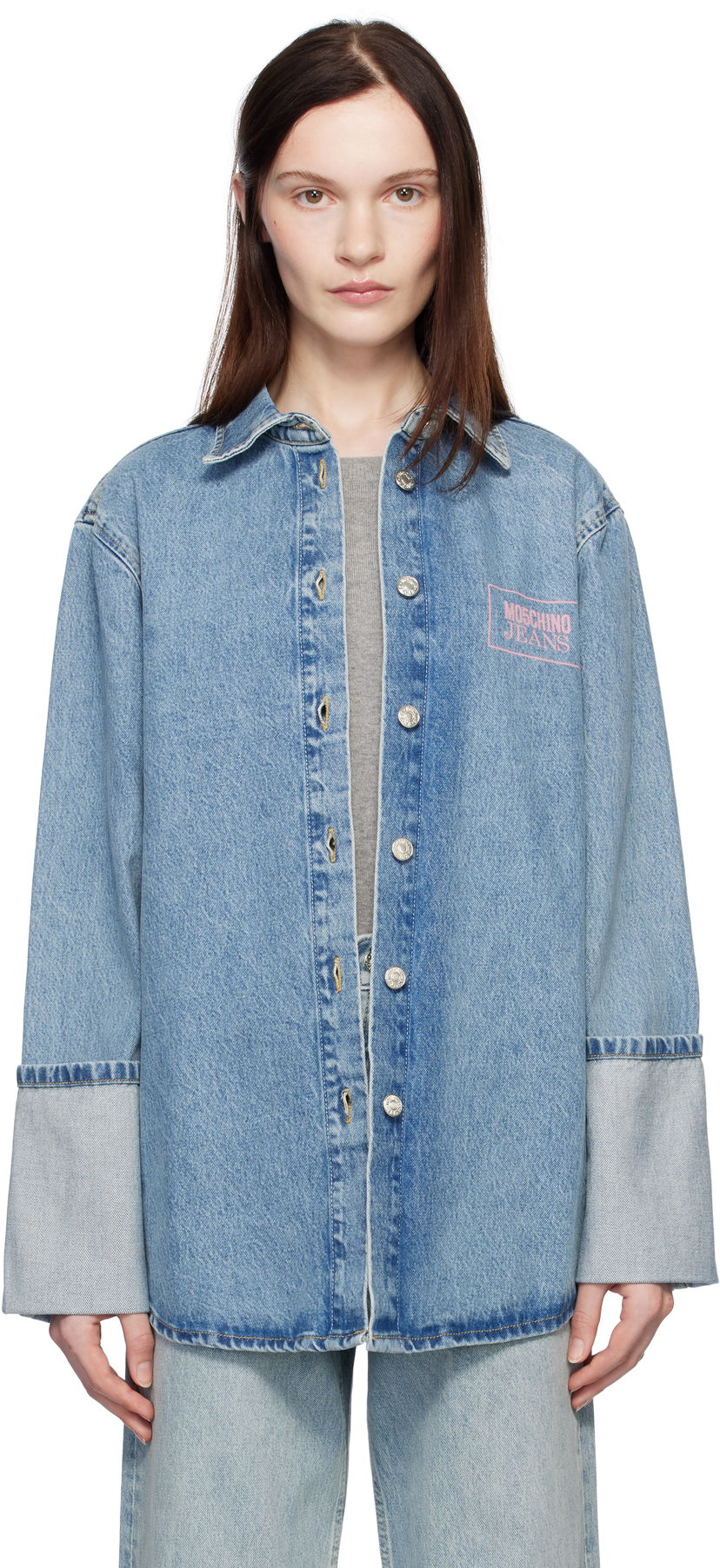 Сорочка Moschino Jeans Oversized Denim Shirt Синій | 251K10216