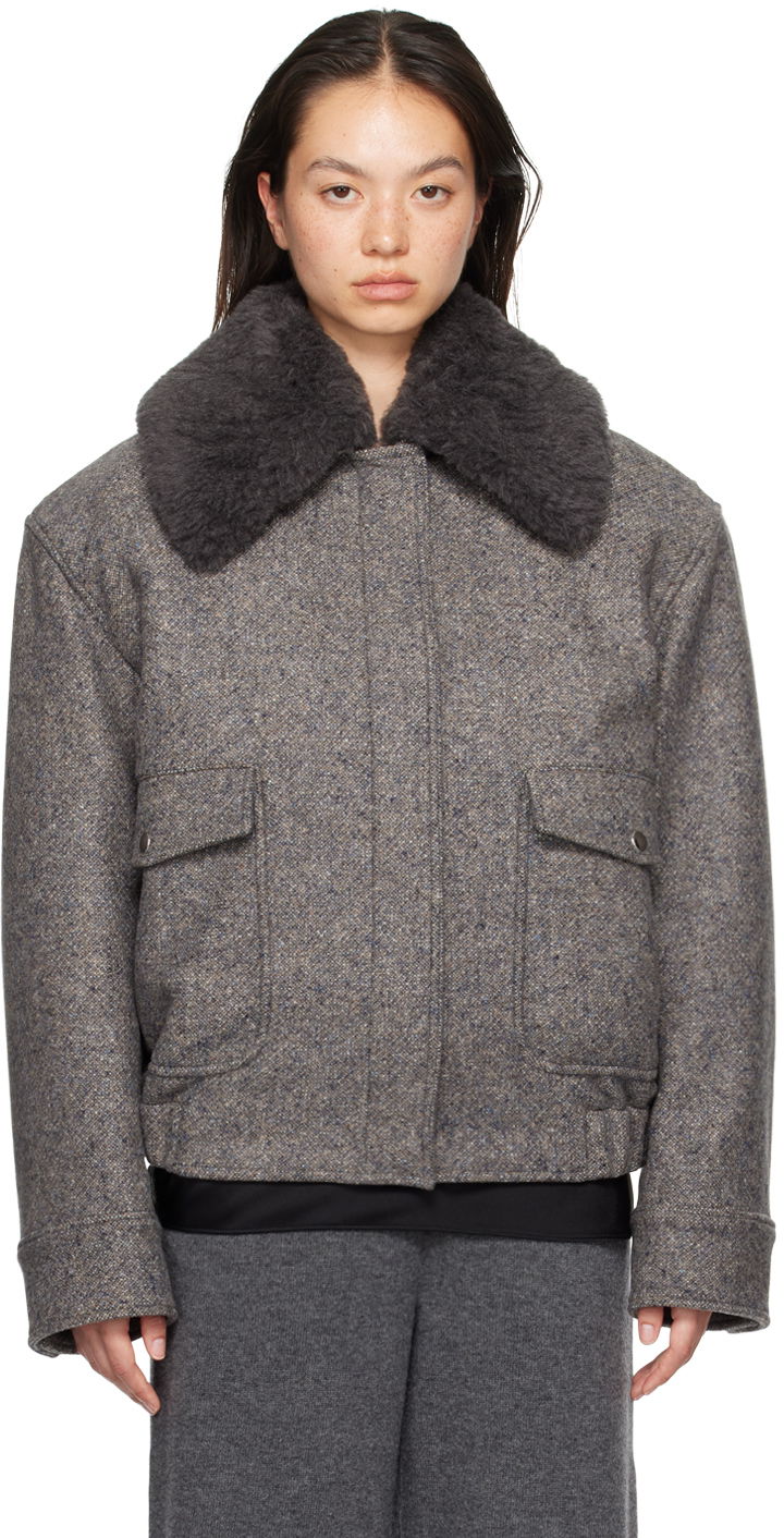 Куртка бомбер Stella McCartney Wool Trimmed Jacket Сірий | 6601003EJ670