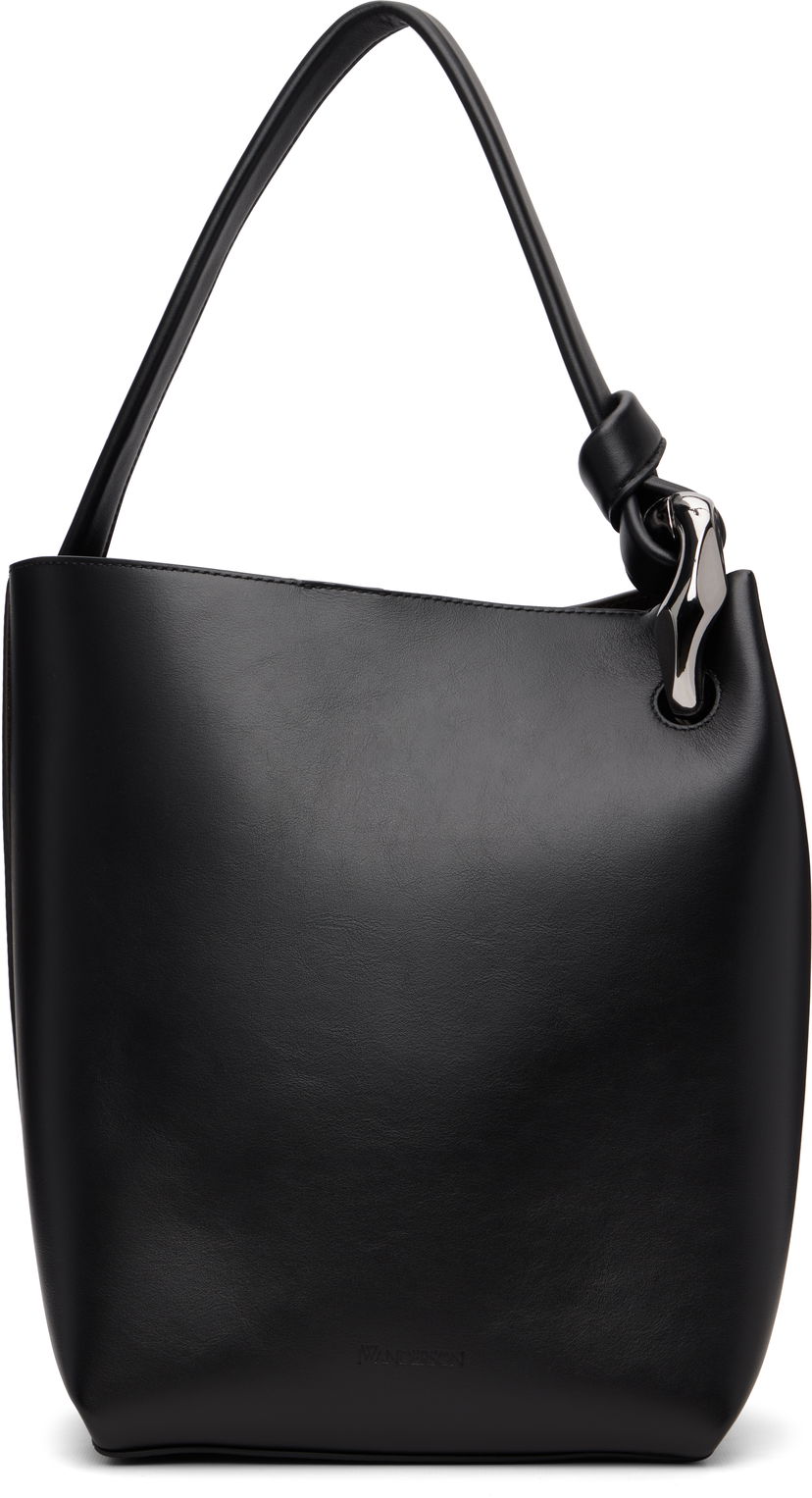 Сумка JW Anderson Corner Bucket Leather Shoulder Bag with Knot Detail and Sculptural Hardware чорний | HB0738-LA0232