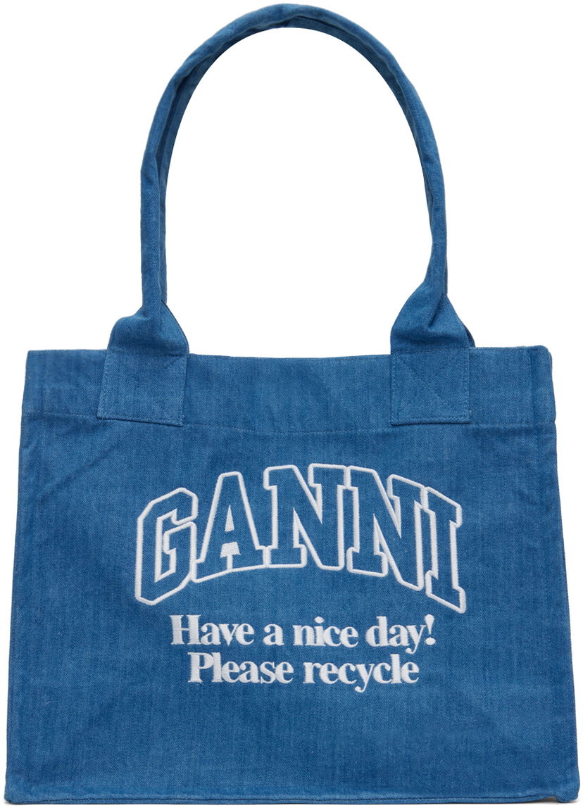 сумка-тоут GANNI GANNI Large Easy Tote Bag Синій | A5599