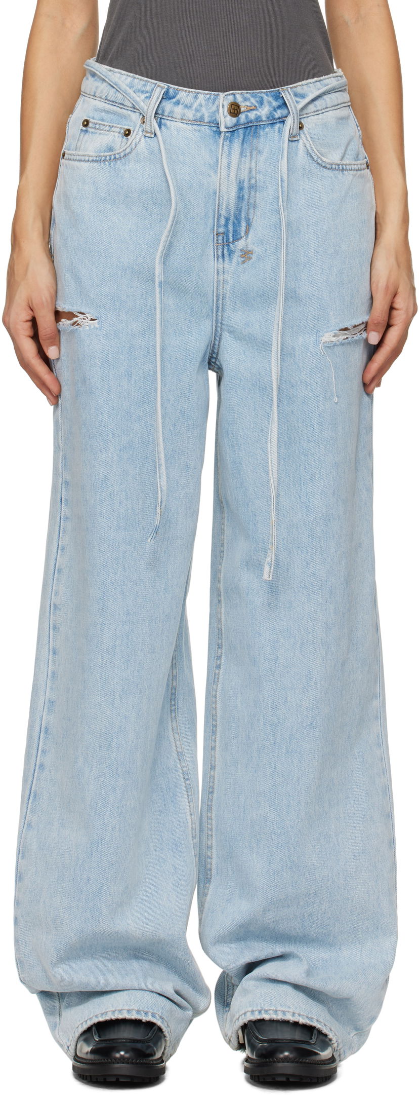 Джинси Ksubi Ksubi Baggy Rollin Kut Out Jeans Синій | WPS25DJ005