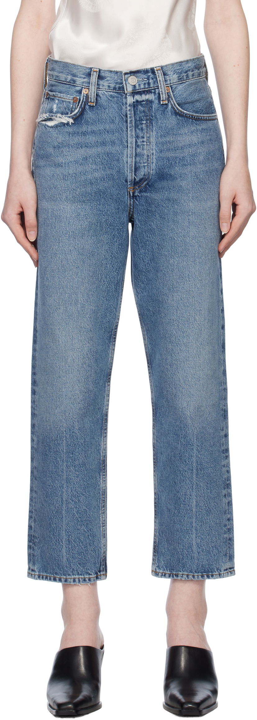 Джинси AGOLDE 90's Crop Mid Rise Straight Jeans Синій | A173F-1206