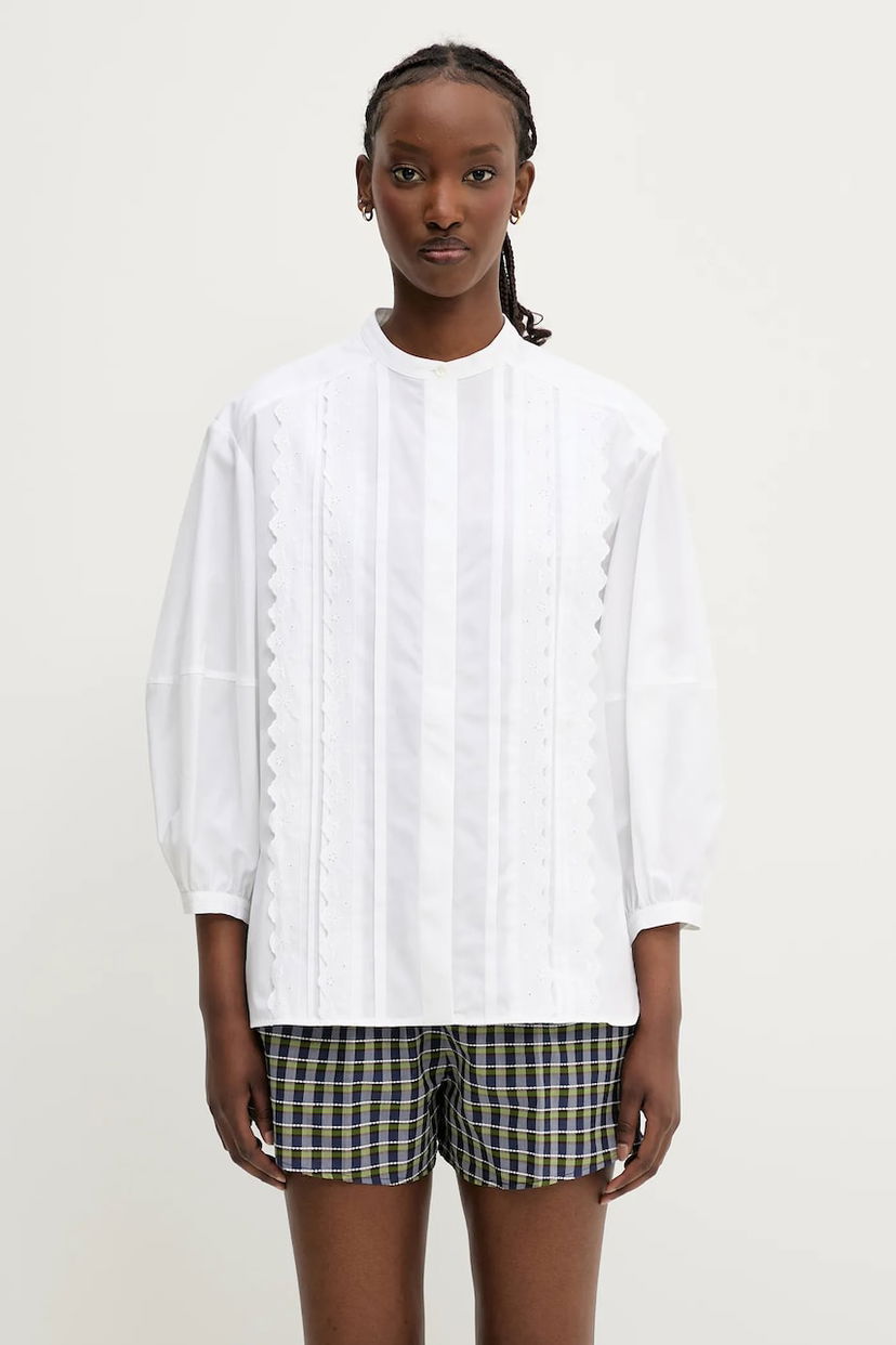 Сорочка MAISON KITSUNÉ Maison Kitsuné Crafted Embroidery Shirt білий | OW00428WC5010