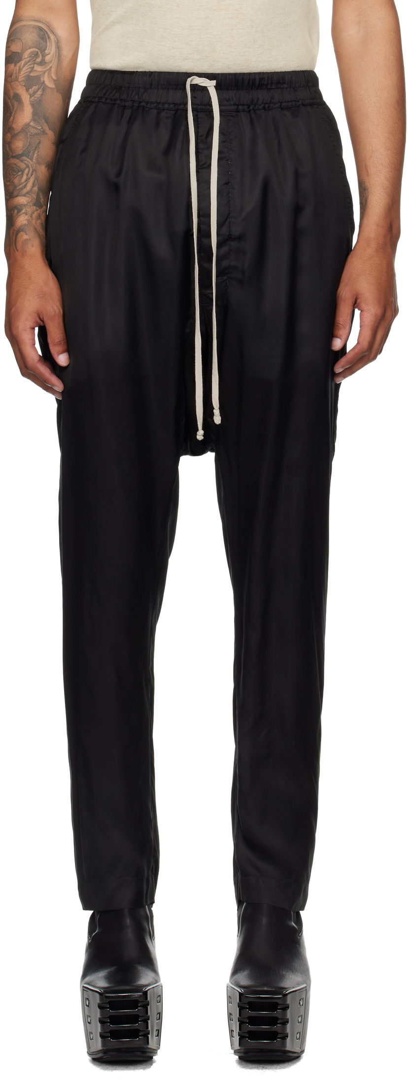 Штани Rick Owens Rick Owens Concordians Drawstring Trousers чорний | RU02E1380 K