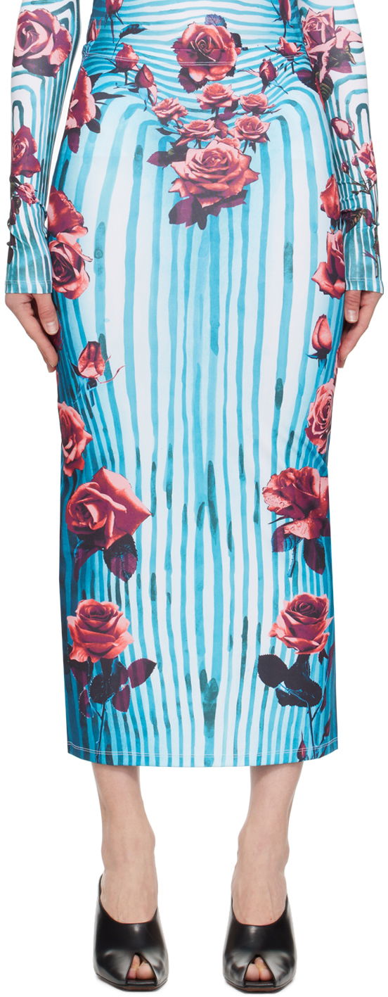 Спідниця Jean Paul Gaultier Flower Print Maxi Skirt Синій | 24/25-F-JU088-J551-503001