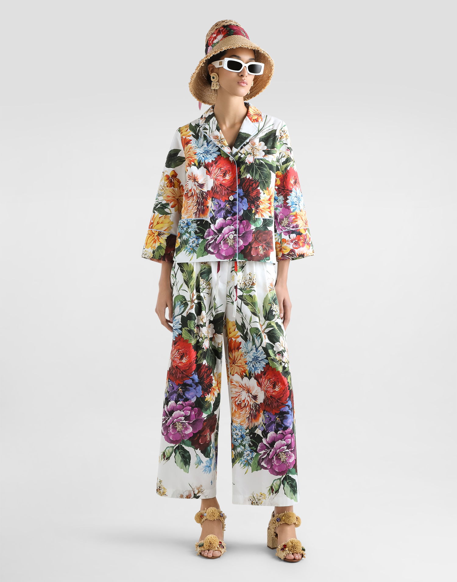 Сорочка Dolce & Gabbana Dolce & Gabbana Flower-Bouquet Print Poplin Shirt білий | F5T65THS5TRHA5PC, 1