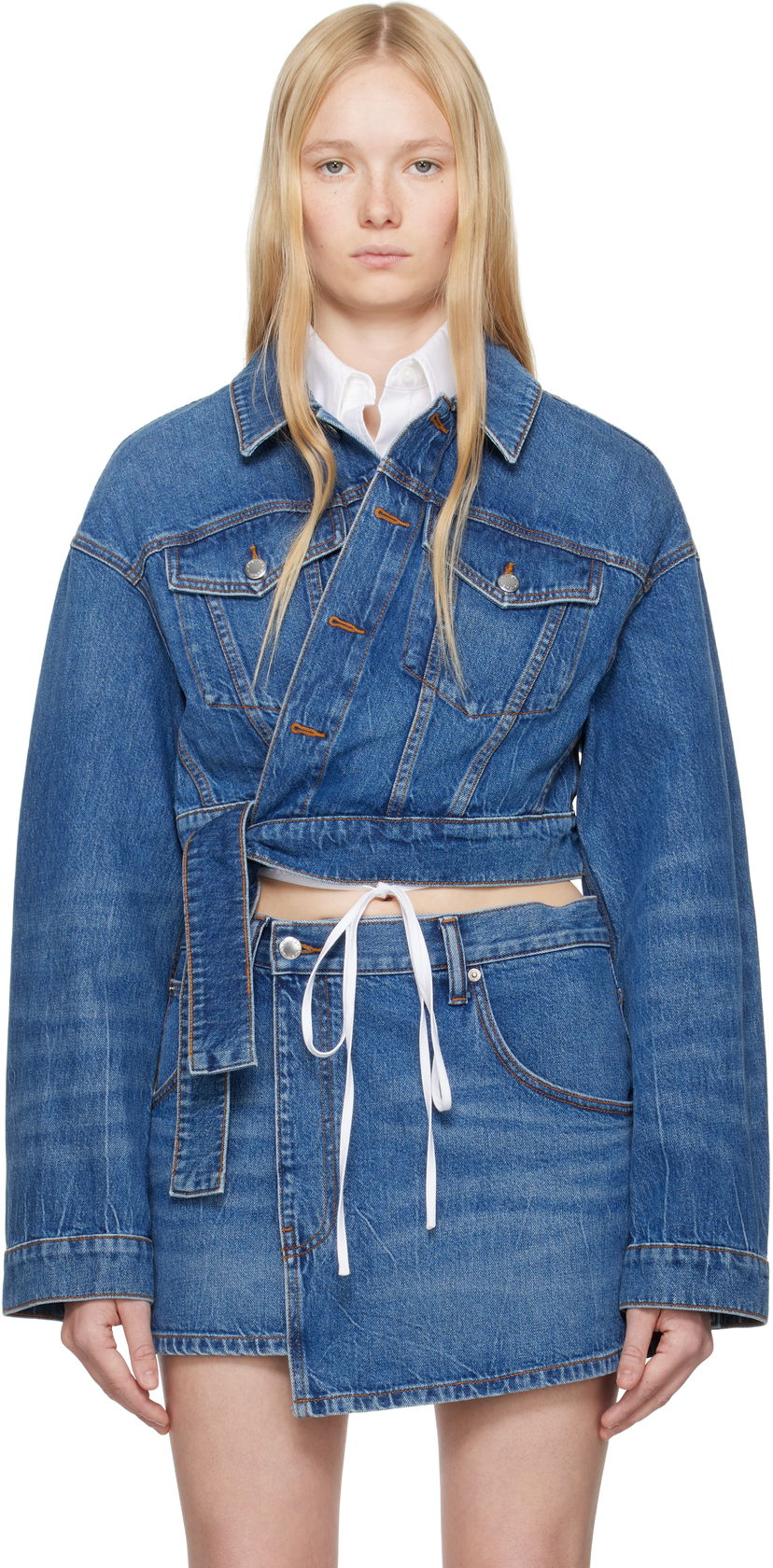 Куртка Alexander Wang Alexander Wang Regen Cotton Wrapped Denim Jacket Синій | 4DC2252676