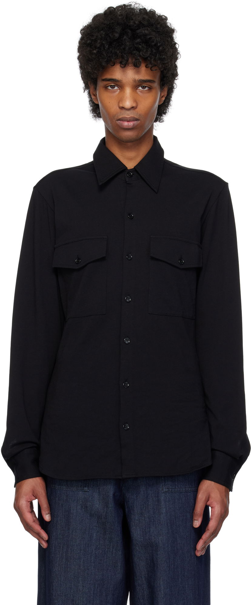 Сорочка Dries Van Noten Dries Van Noten Jersey Shirt чорний | 251-021118-1603