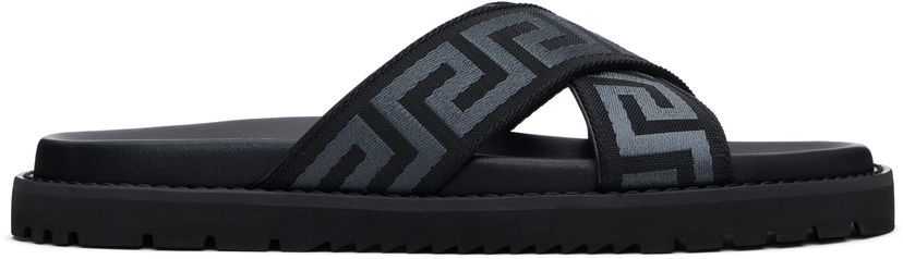 Кросівки та взуття Versace Versace Greek Ribbon Sandals чорний | 1016188_1A13481