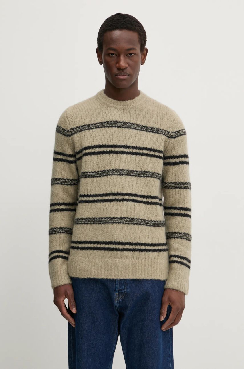 Cветр Samsoe Samsoe Samsoe Samsoe SAARIN Striped Wool Sweater бежевий | M24300098, 0