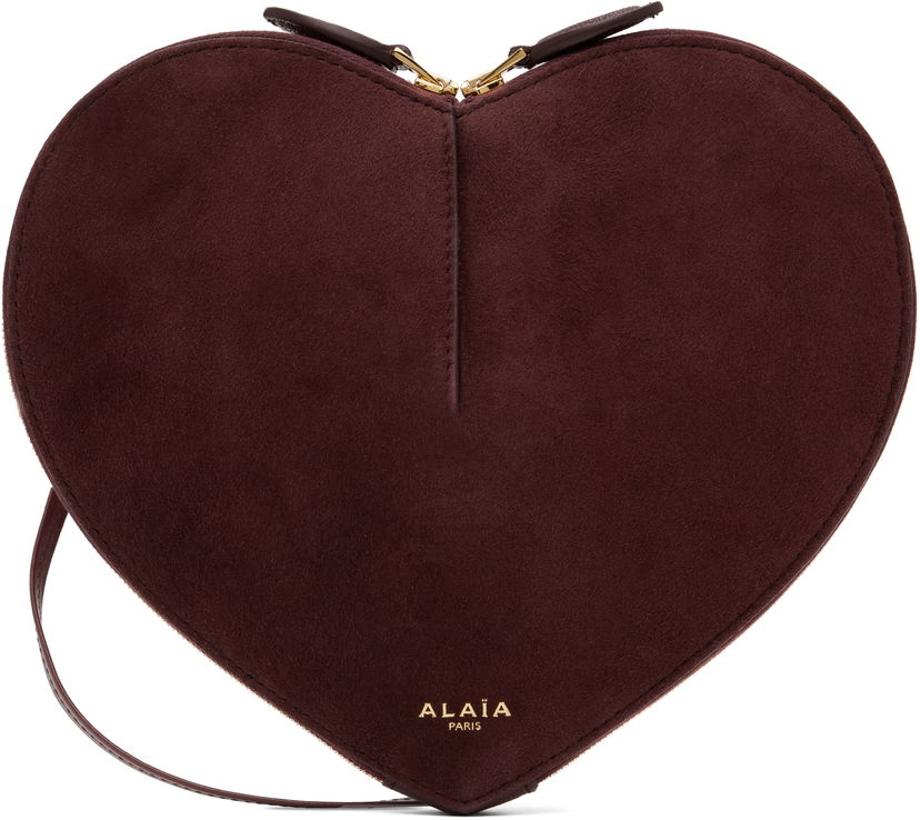 Сумочка Alaïa ALAÏA 'Le Coeur' Suede Crossbody Bag Бордовий | AA1P003CA577