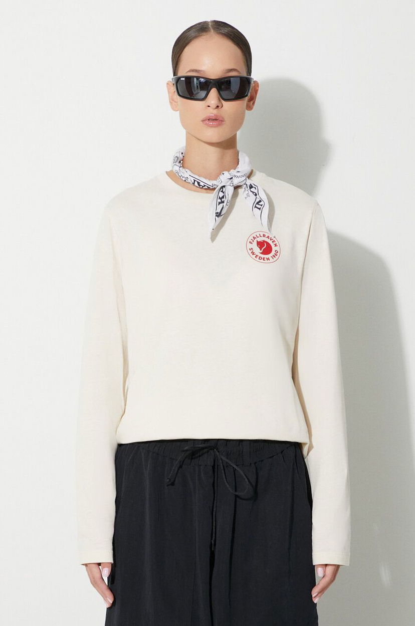 Футболка FJÄLLRÄVEN Logo Long Sleeve T-Shirt бежевий | F86989.113