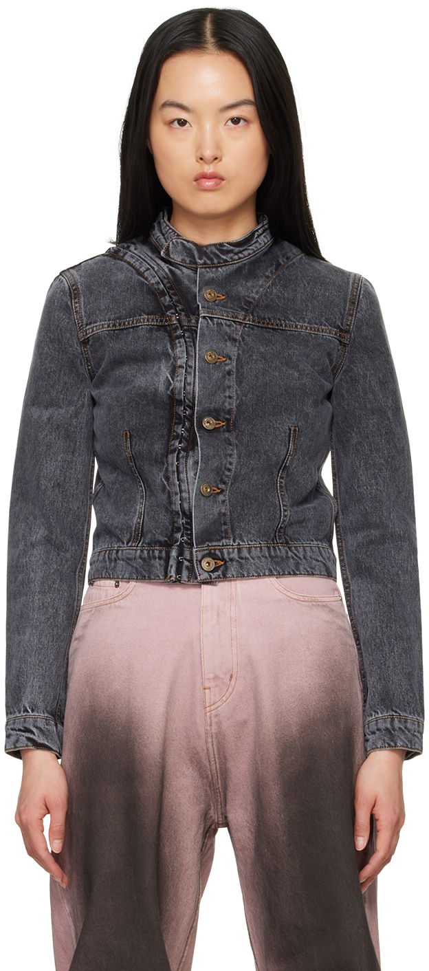 Куртка Y/PROJECT Black Hook-Eye Denim Jacket чорний | 107JA001