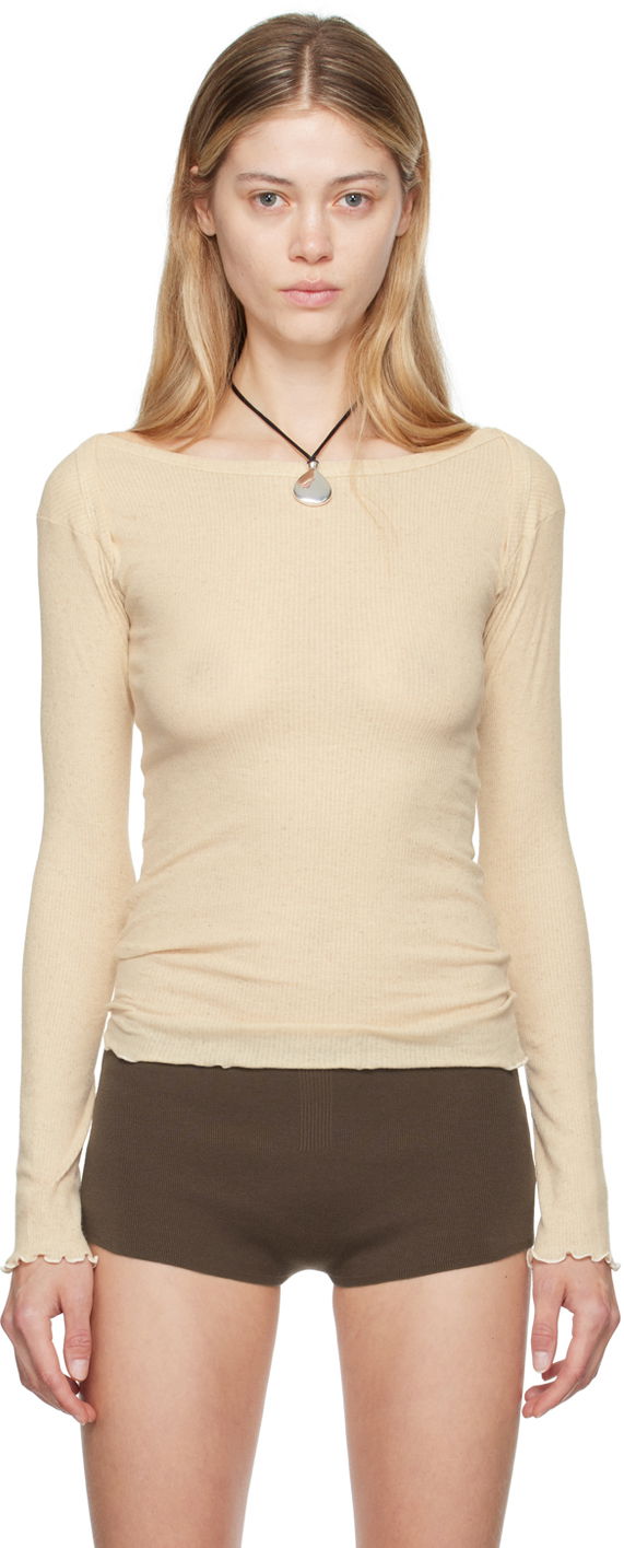 Футболка Baserange Beige Disc Long Sleeve T-Shirt бежевий | TODL-CH-AU24