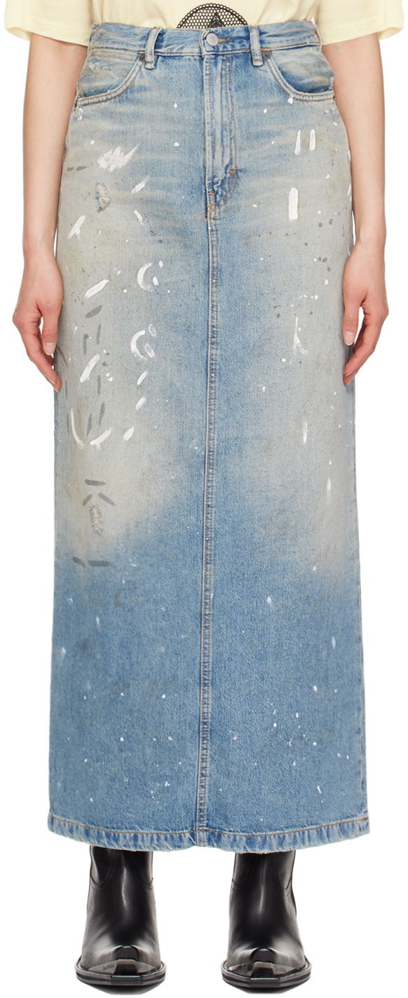 Спідниця Acne Studios Acne Studios Paint Splatter Denim Maxi Skirt Синій | AF0426-
