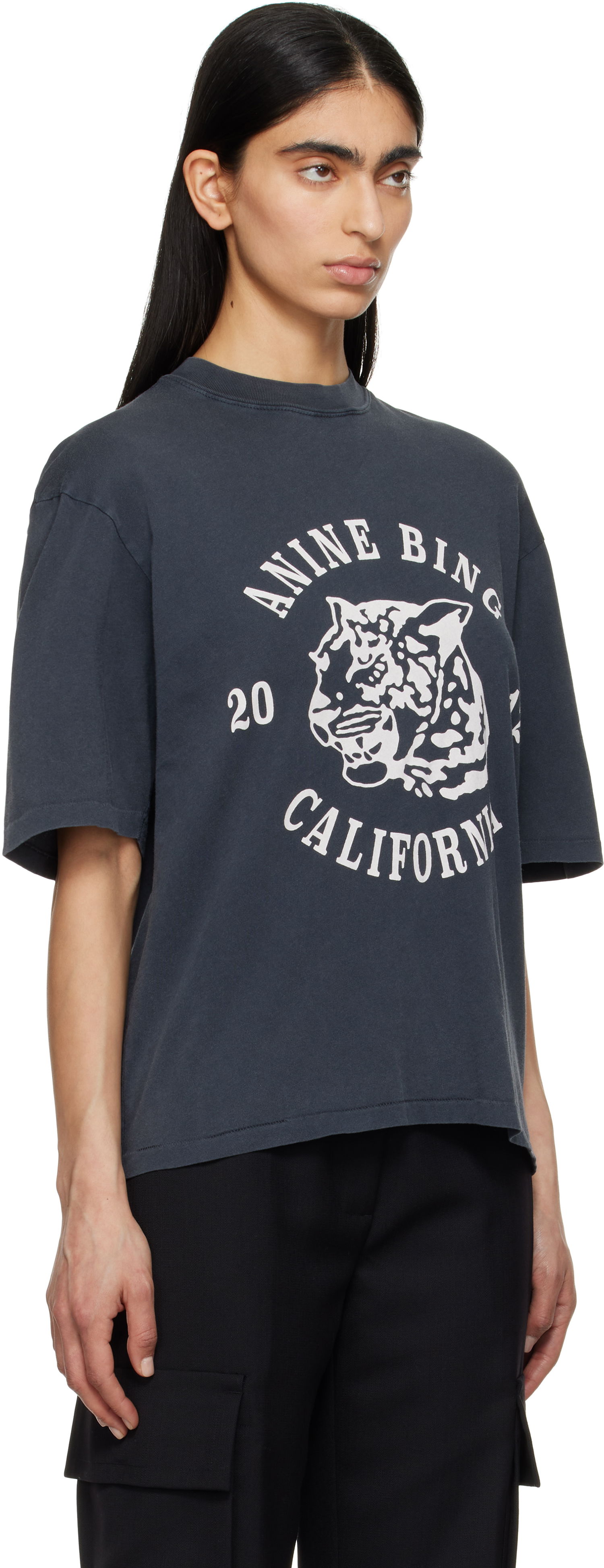 Кроп-топи Anine Bing Anine Bing Avi Collegiate Leopard T-Shirt Сірий | A-08-10922-BLK5, 1