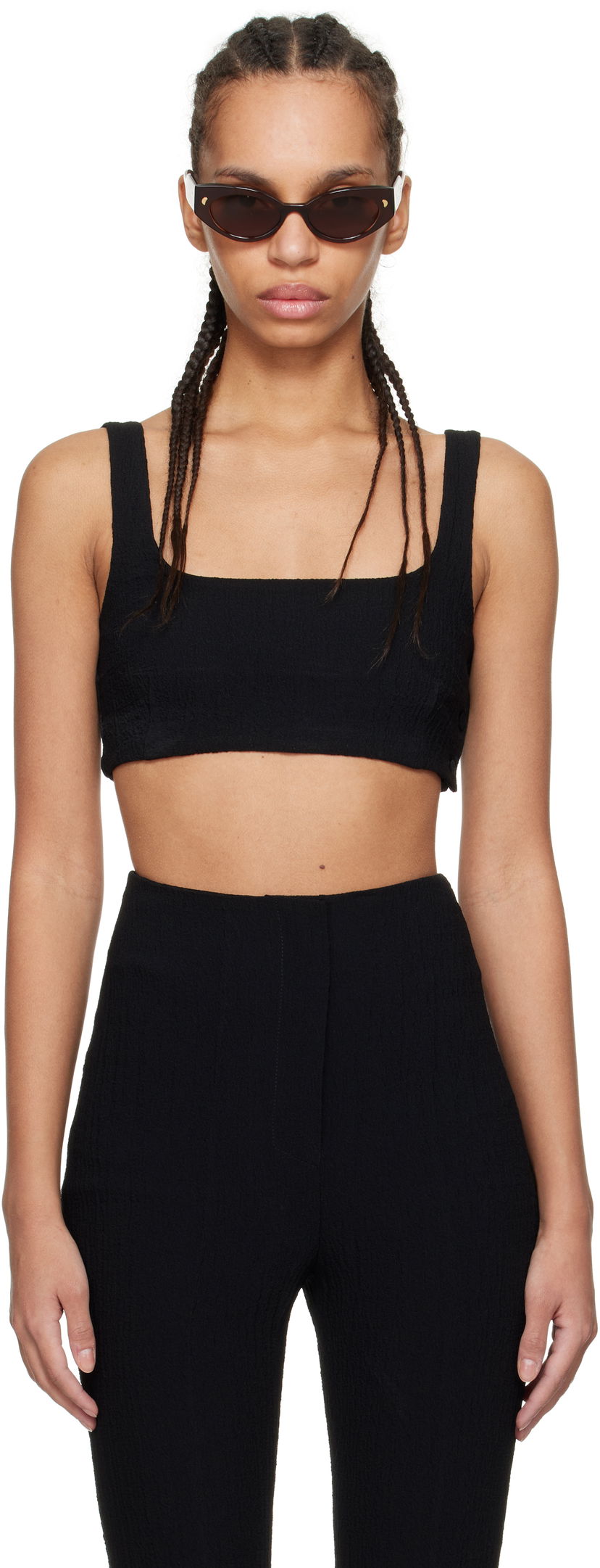 Безрукавка Nanushka Nanushka Anouk Seersucker Bralette Top чорний | NW25RSTP20099