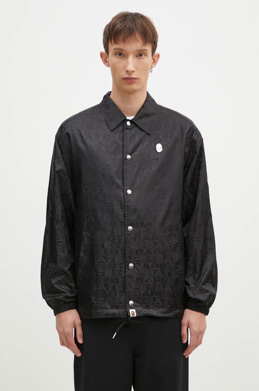 Вітровка BAPE Lux Sport Pattern Jacquard Nylon Coach Jacket чорний | 1K80140314