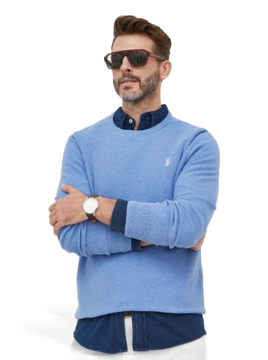 Cветр Polo by Ralph Lauren Cotton Crewneck Sweater Синій | 710918163