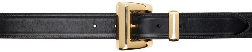 Ремені BY FAR Black Leather Belt With Gold-Tone Buckle чорний | 23PFMACWBLL