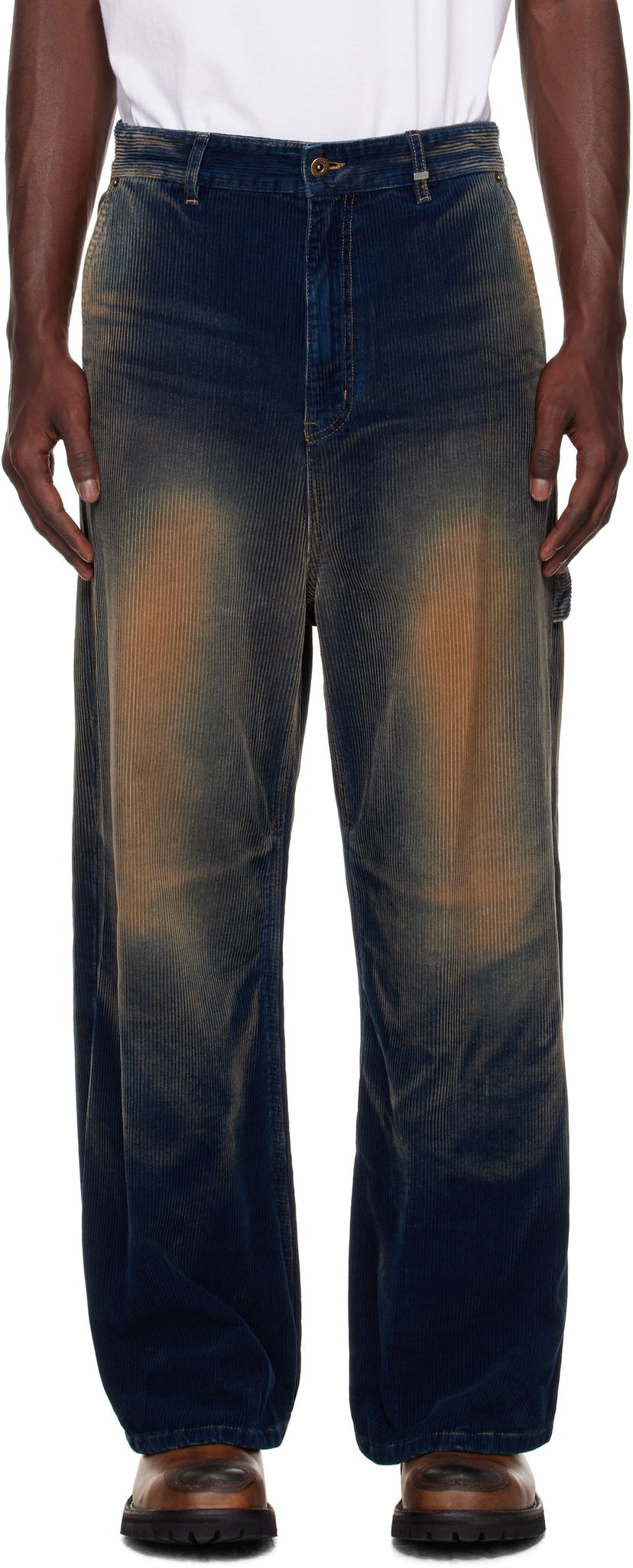 Штани We11done We11done Vintage Wash Corduroy Trousers Синій | WD-DP2-25-350-M-NV