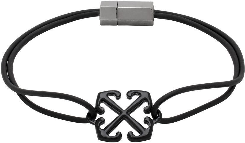 Браслет Off-White Rubber Bracelet With Metal Clasp чорний | OMOA10AC99MET0011010