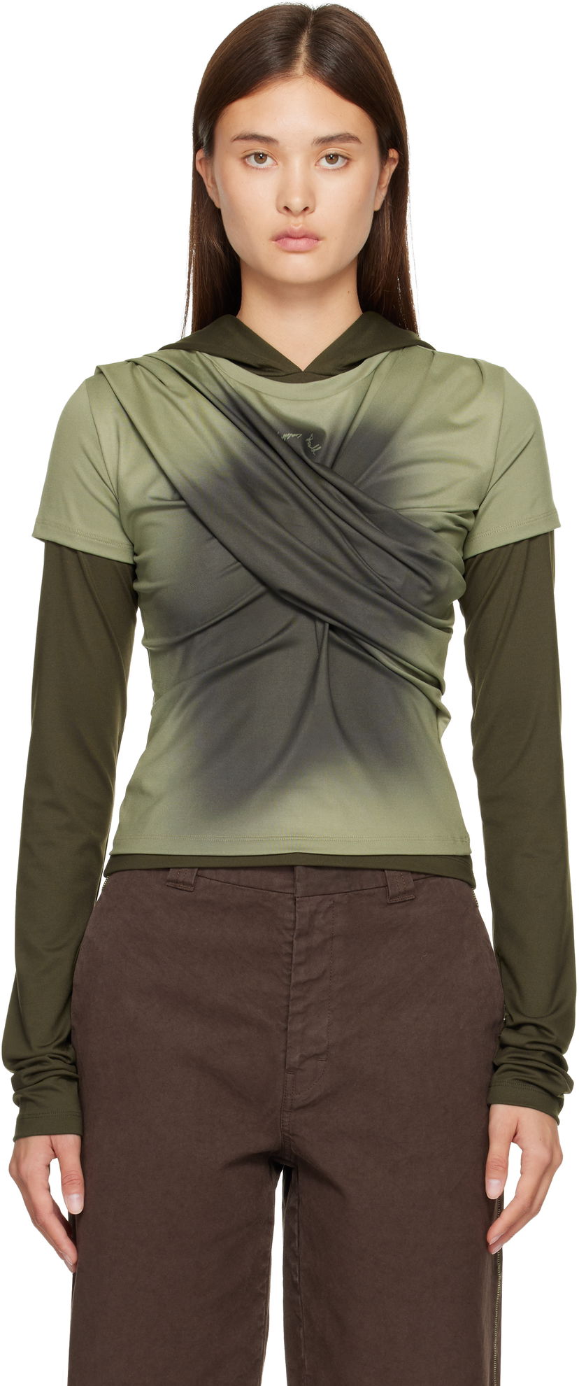 Спортивний костюм Andersson Bell Andersson Bell Gathered Jersey Hoodie & T-shirt Set Зелений | atb1395w