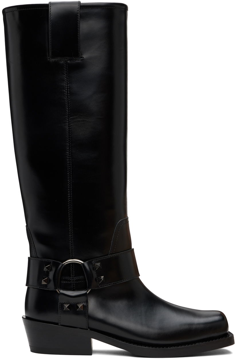 Одяг Valentino Valentino Garavani Rockstud Tall Biker Boots чорний | 5W0S0KV3NIB