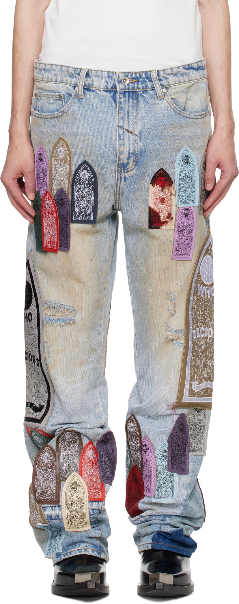 Джинси Who Decides War Multicolored Graphic Print Jeans Синій | 1120620030FW24