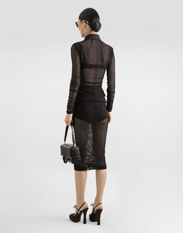 Спідниця Dolce & Gabbana Dolce & Gabbana Mesh Calf-Length Skirt чорний | F4CT6TFLREPN0000, 2