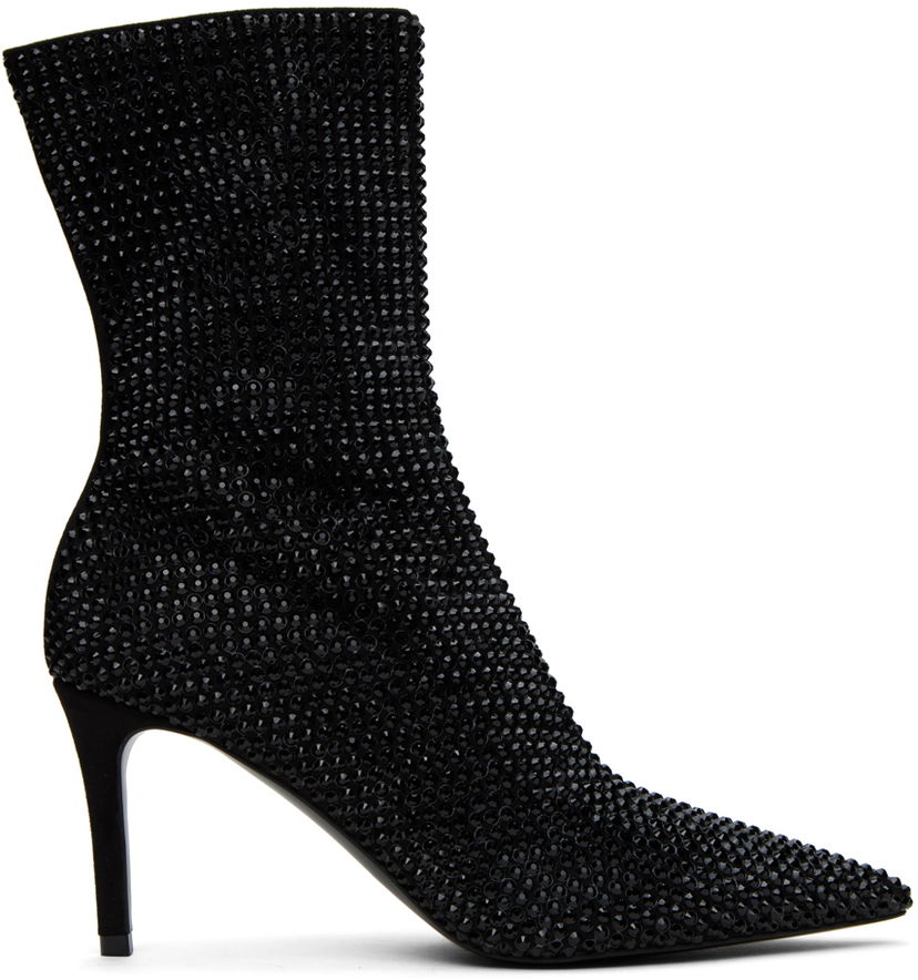 Догляд за взуттям Stella McCartney Stella McCartney Iconic Crystal-Embellished Pointed-Toe Boots чорний | 810276E00059