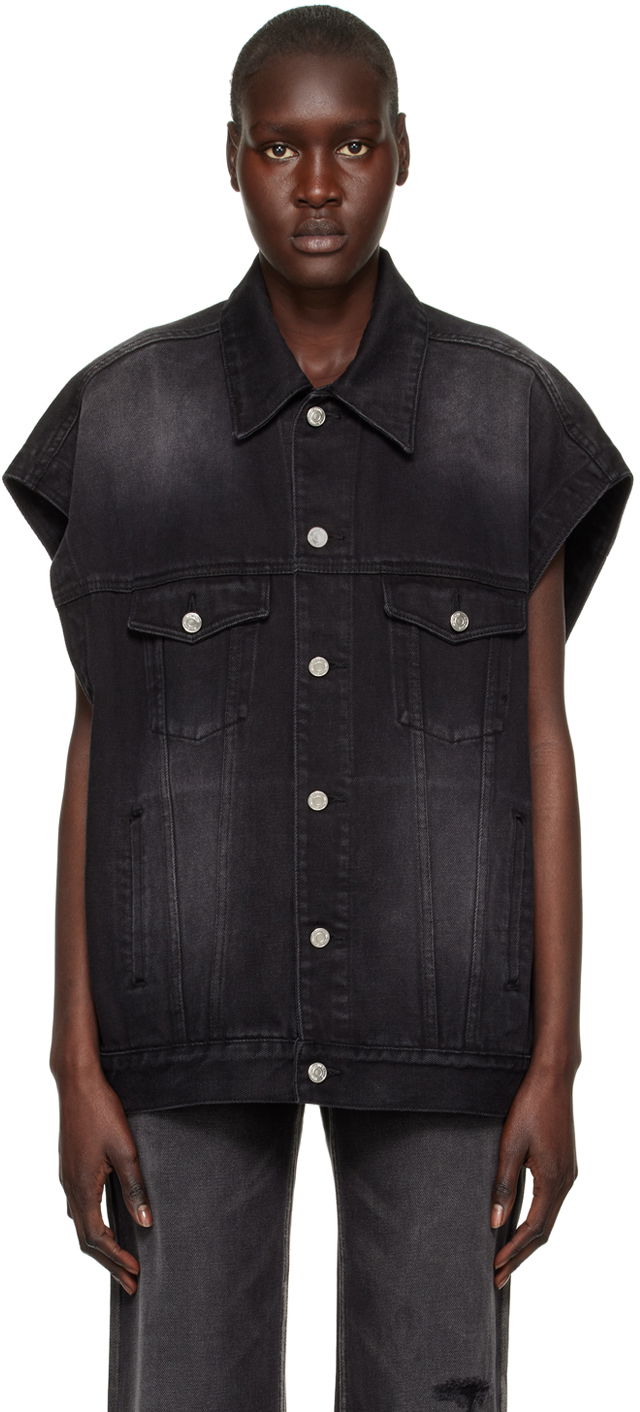 Жилет We11done We11done Horror Movie Sleeveless Denim Jacket чорний | WD-DV3-22-384-U-BK